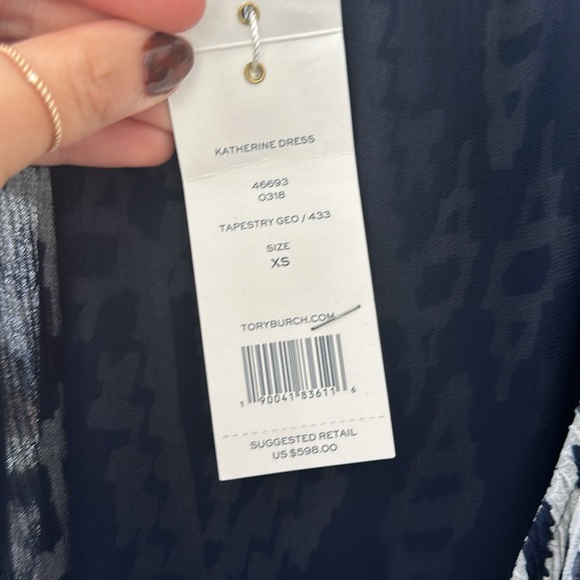 Navy Tory Burch Wrap Dress. Worn once - Picture 4 of 8